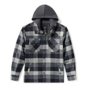 Men's Traveler Hooded Shirt Jacket - Plaid - Asphalt & Harley Black