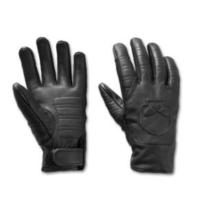 Willie G Skull Graphic Leather Riding Gloves